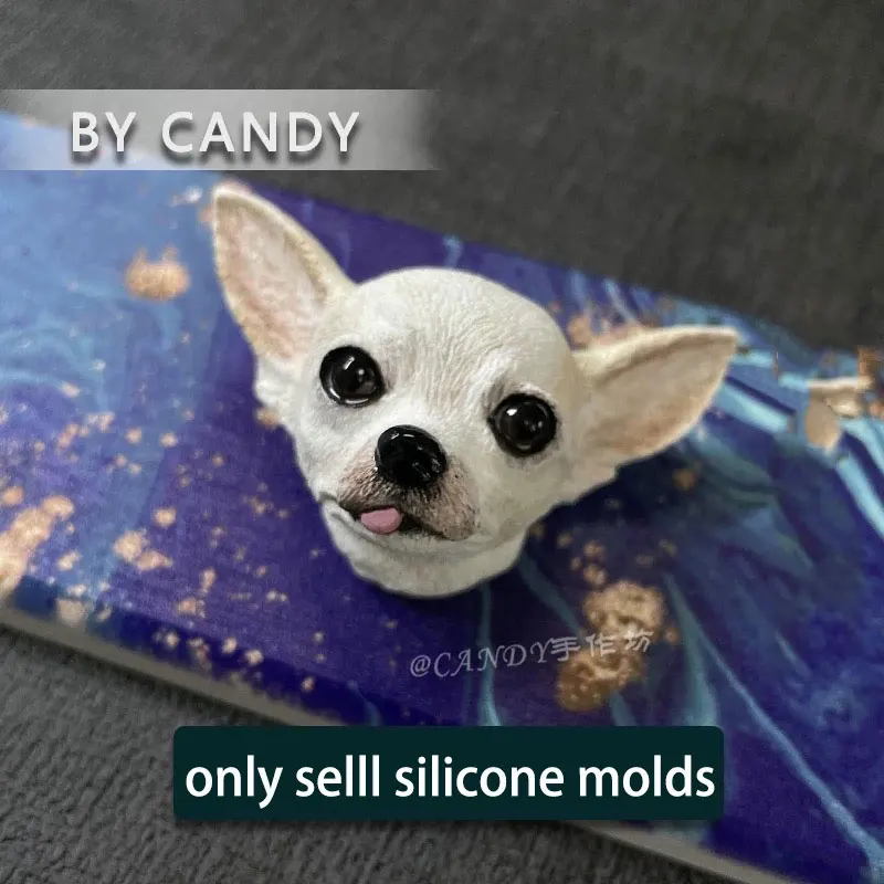 Corgi Dog Head Silicone Mold King Charles Chihuahua Bedlington Terrier Animal Head Plaster Fondant Candle Clay Silicone Molds