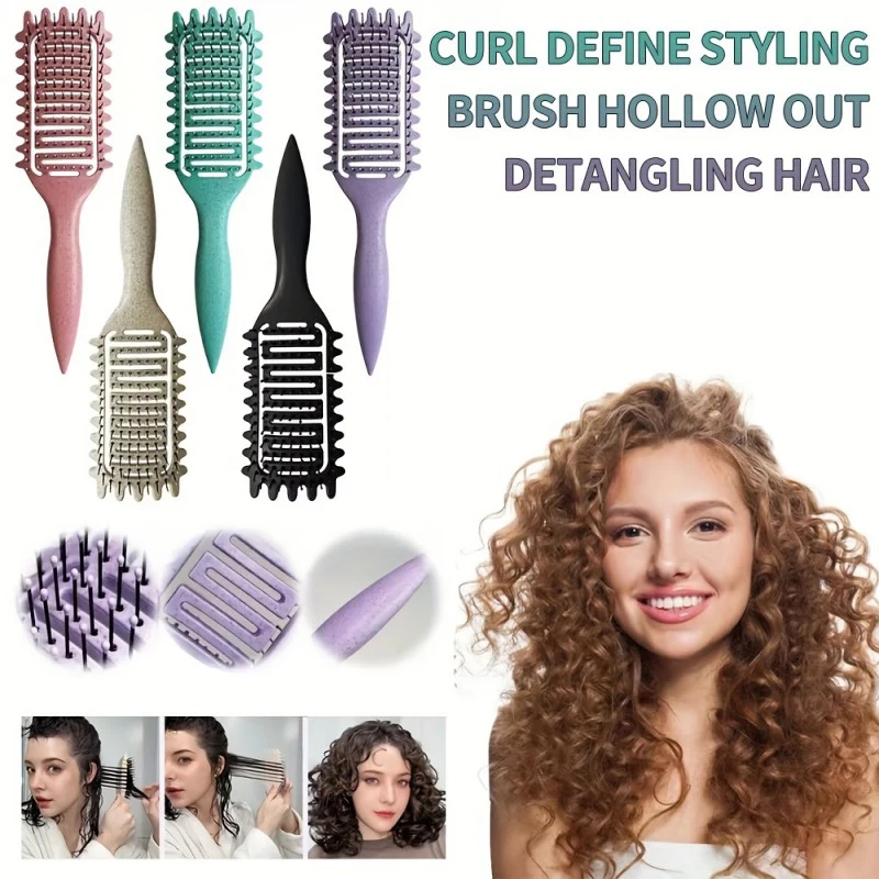 

Щетка для укладки локонов, выдалбливаемая щетка для распутывания волос, расческа для плетения влажных вьющихся волос, формирующая кудри, парикмахерские инструменты