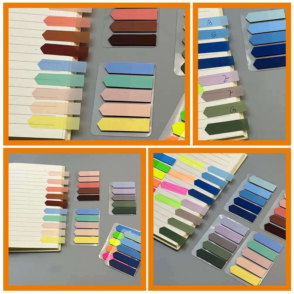 5Packs Colorful Fluorescent Index Page Marker Smooth Pet Material Sticky Memo Pads for School Office Bright Page Tabs Book