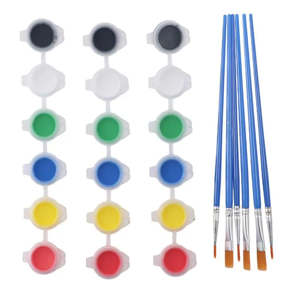 Pigment Acrylic Paint Set Art Craft Wood 6/12 Colors Paint Set Container Paint Brushes For Adults