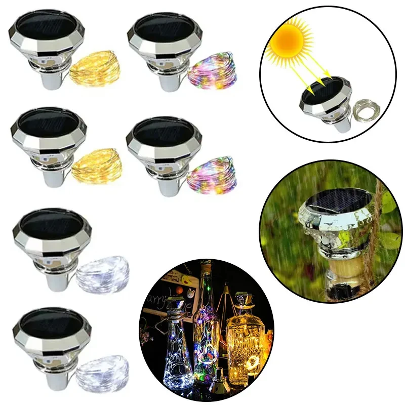 

Солнечные ромбовидные фонари для бутылок вина 2 м 20 светодиодов водонепроницаемый многоцветный сказочный светильник для украшения садовой террасы и вечеринки