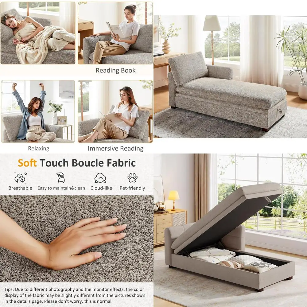 

Large 70.47 Indoor Chaise Lounge Sofa with Thick Cushion, Upholstered Recliner Chair for Living Room, Bedroom, or Office in Came