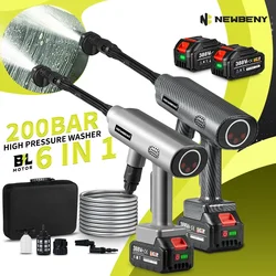 NEWBENY 200Bar 6 IN 1 Brushless Electric Car Washer Cordless Garden Foam Generator Cleaning Machine For Makita 18V Battery Pin
