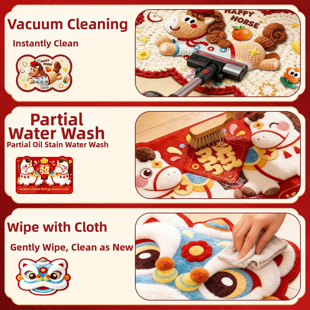 Anti-Slip Door Mat Featuring 2026 Year of the Horse Motif for Lunar New Year Celebrations at Home or Business Entrance