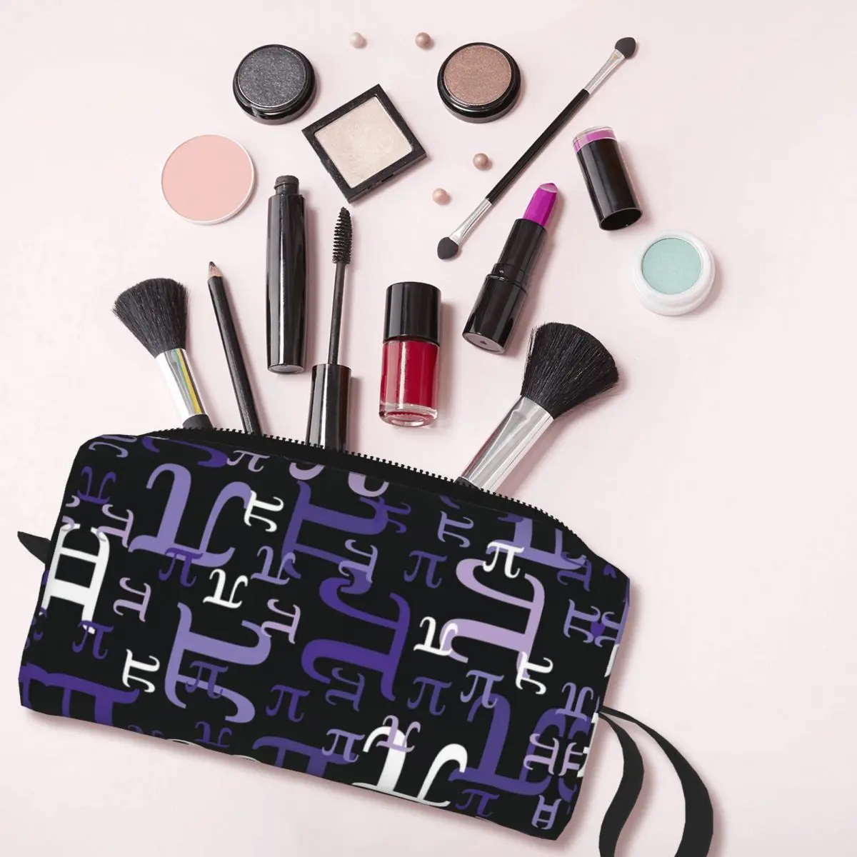 Bolsa de maquillaje Pi (púrpura) para mujer, organizador de cosméticos, Kit de almacenamiento Dopp, bolsa de cosméticos de aseo, estuche de lápices de viaje de belleza