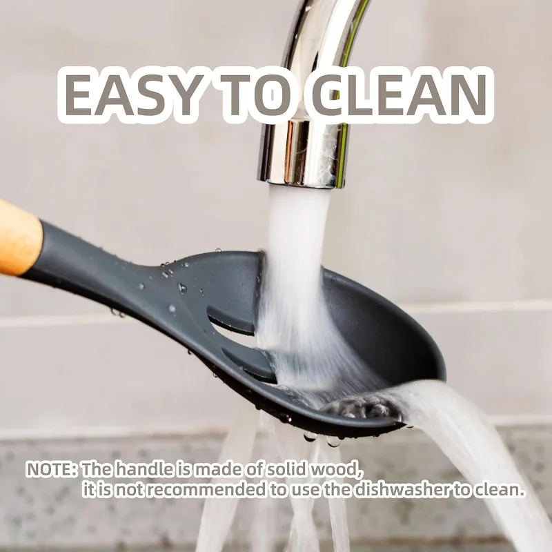 Silikon-Kochutensilien-Set, Küche mit Halter, Spatel mit Holzgriff, Heat Resi