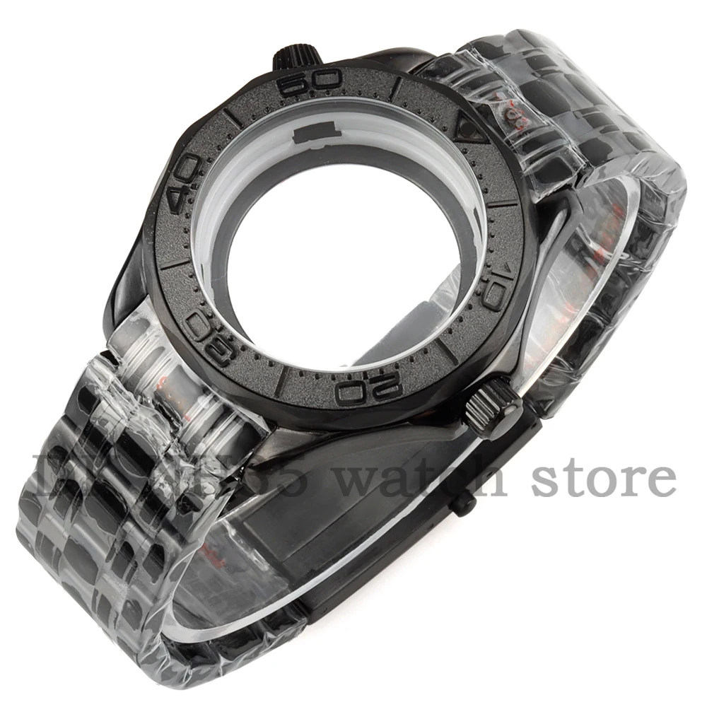 

41mm NH35 Watch Case Black 316L Stainless Steel Bracelet For NH35 NH36 Auto Movement 31mm Dial Waterproof Seamaster 300 Case