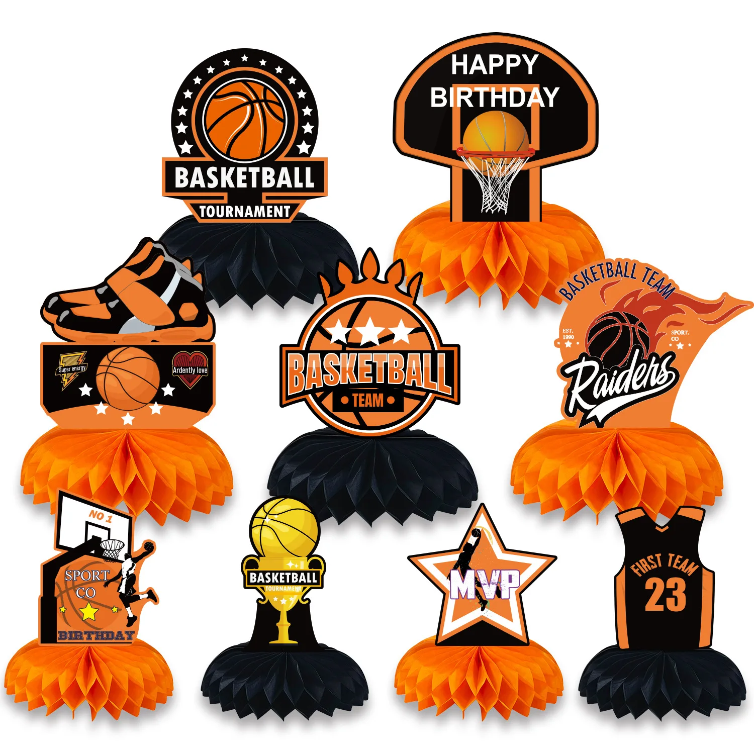 Sports Theme Honeycomb Centerpiece Basketball Honeycomb Ball Boys 1st Birthday Party Table Ornament Booth Props