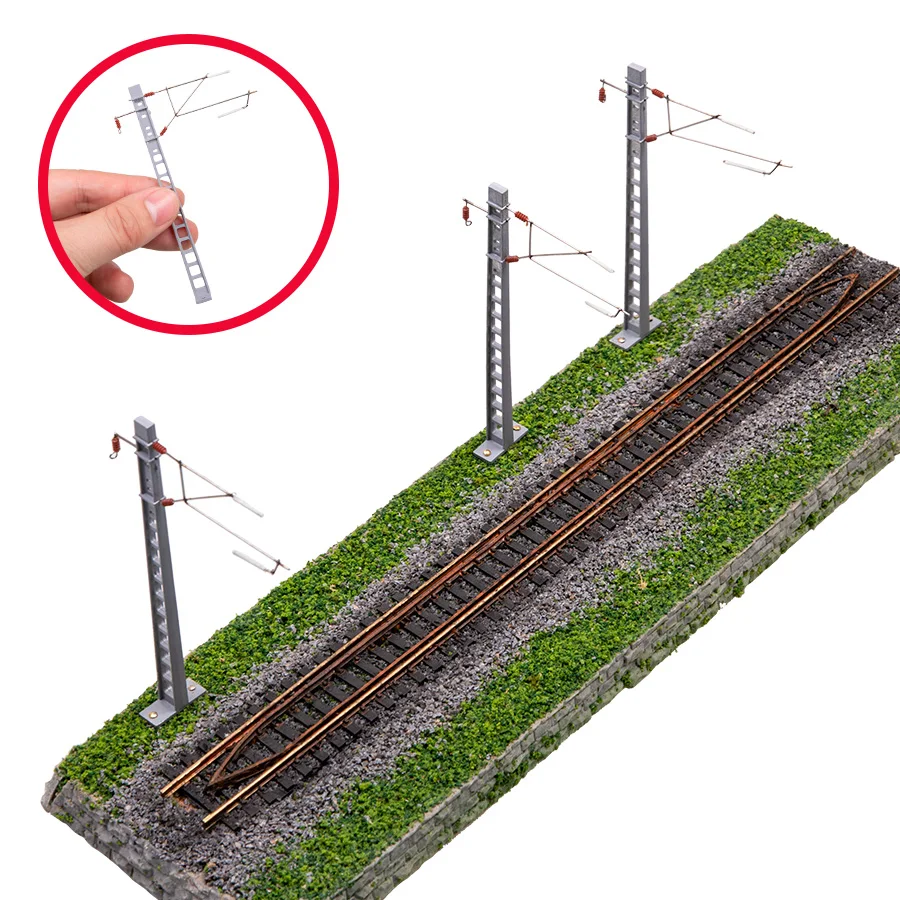 Modelo de escala ho/n, rede de contato catenária, coluna de liga para construção de postes de eletrificação ferroviária para material diorama, 1 peça