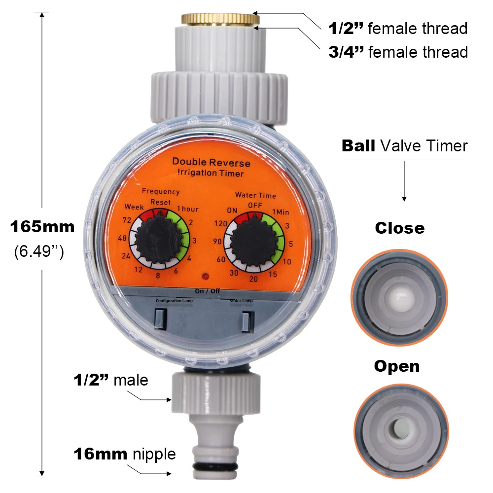 Garden Irrigation Ball Valve Timer Zero Pressure Home Outdoor Waterproof Automatic Watering Controller IBC Water Tank Timers