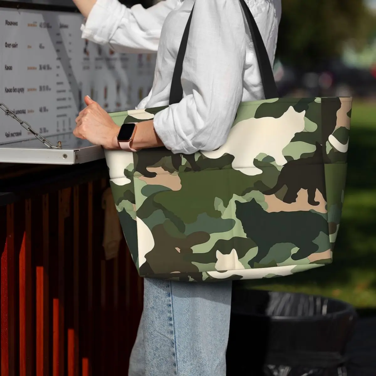 Cat Camouflage Beach Tote Bag Sport Gym Yoga Duffle Large Tote Bag Women Travel Bag Fitness bag