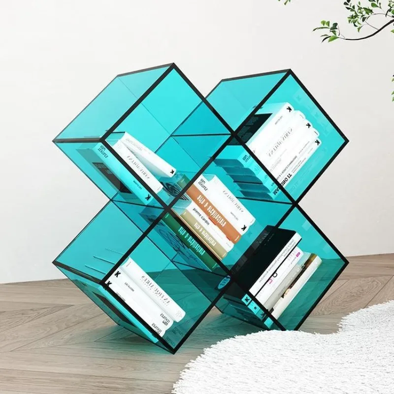 Transparent simple bookstand shelf desktop acrylic magazine storage cabinet