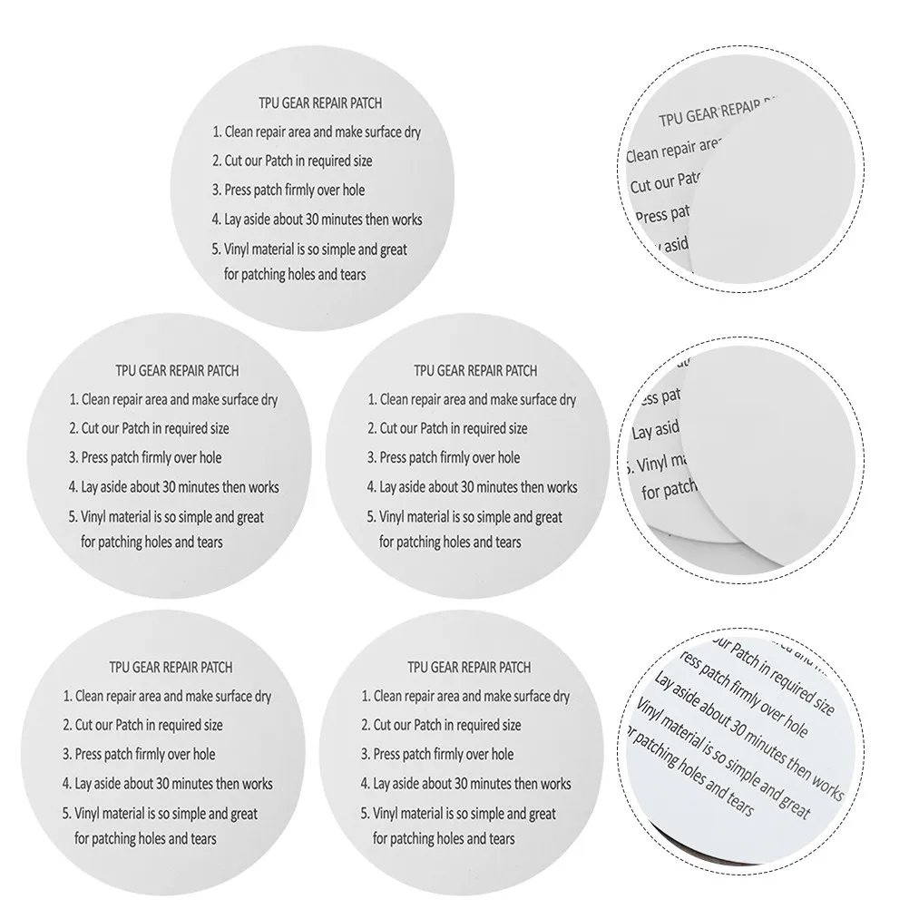 

Набор из 5 прозрачных ремонтных патчей из ТПУ: термостойкие, эластичные, устойчивые к разрывам, самоклеящиеся для тентов, палаток, зонтов, надувных изделий