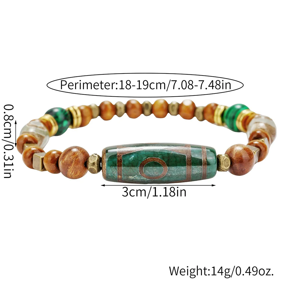 Tibetische Acryl-Dzi-Perlen Herrenarmband Vintage Tigerauge Holzperlen Armband Modeschmuck Accessoires – Detail 6
