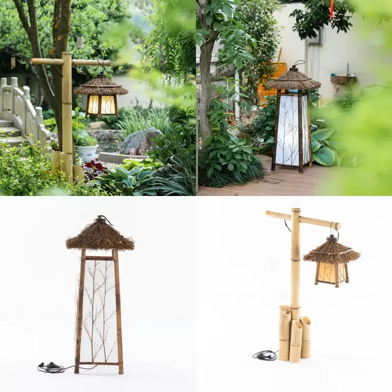 Eco-friendly Bamboo Lantern Hanging Light for Indoor Outdoor Chinese Tea House Corridor Art Landscape Restaurant Garden Decor