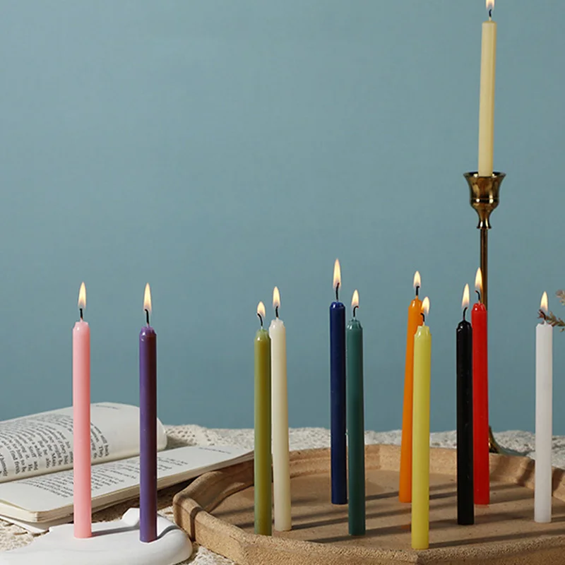 12pc Long Stick Candles Emergency Lighting Rituals Christmas Decor Smokeless Tasteless Candle Festival Atmosphere Wax Decoration