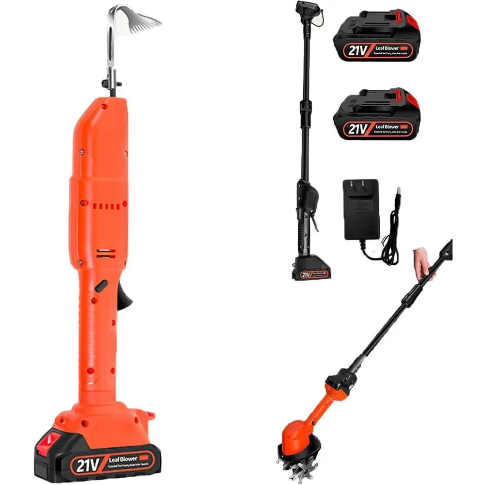 

2-in-1 Telescopic Electric Garden Cultivator and Rake with Lithium Battery for Soil Loosening and Weed Removal