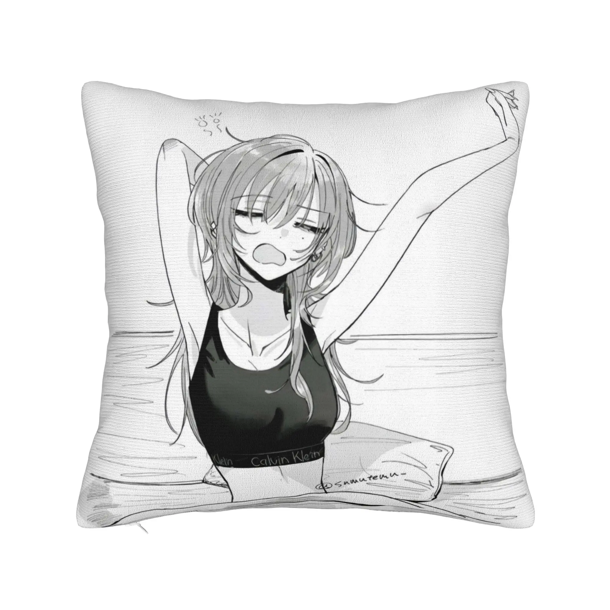 Haimiya Senpai Wa Kowakute Kawaii Manga Pillow Cover  Soft Cushion Cover Morden Pillow Case For Living Room Bed Chair