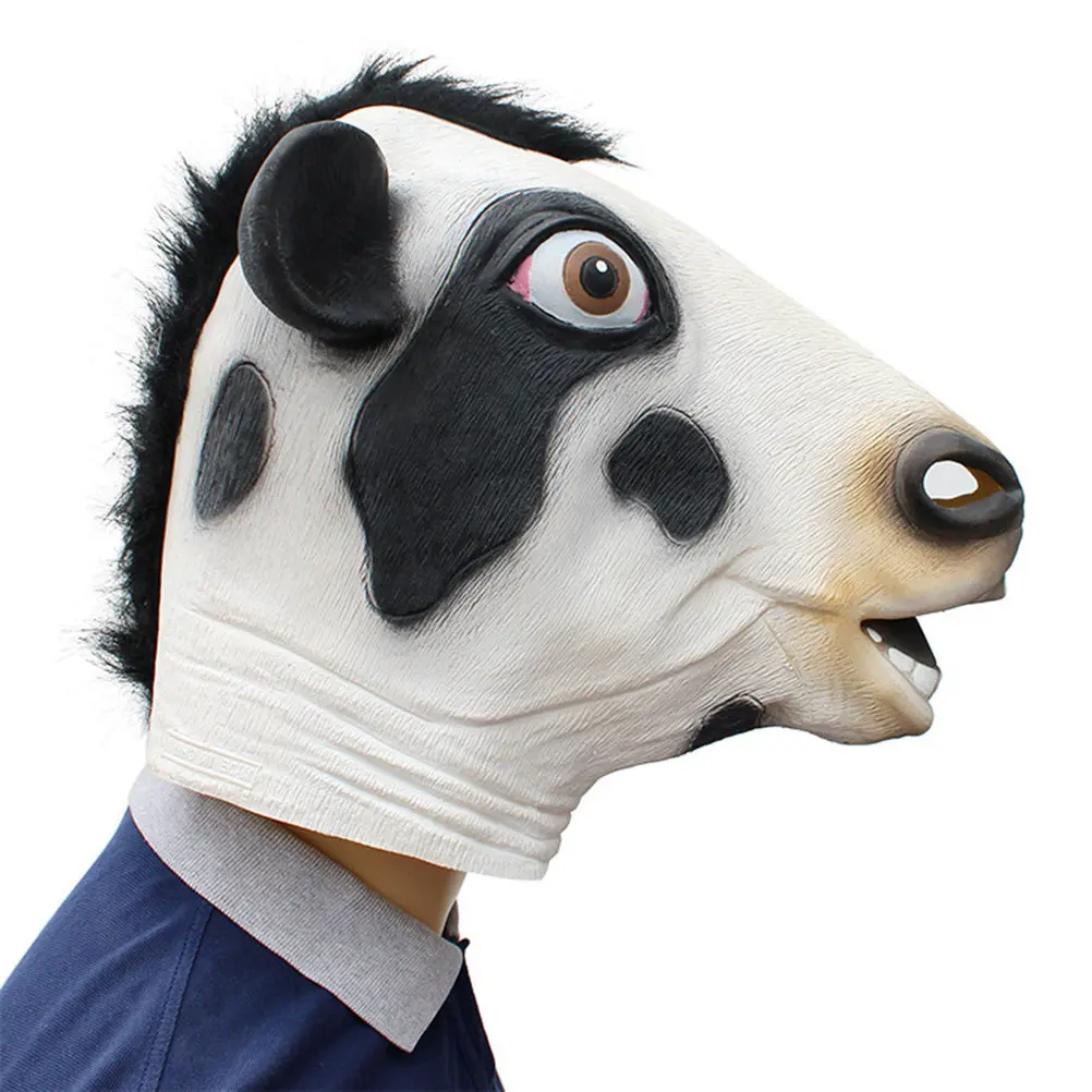 

Halloween Cow Mask Full Cover Latex Animal Costume Mask for Adults Creative Fun Spoof Prop Comfortable Breathable Party