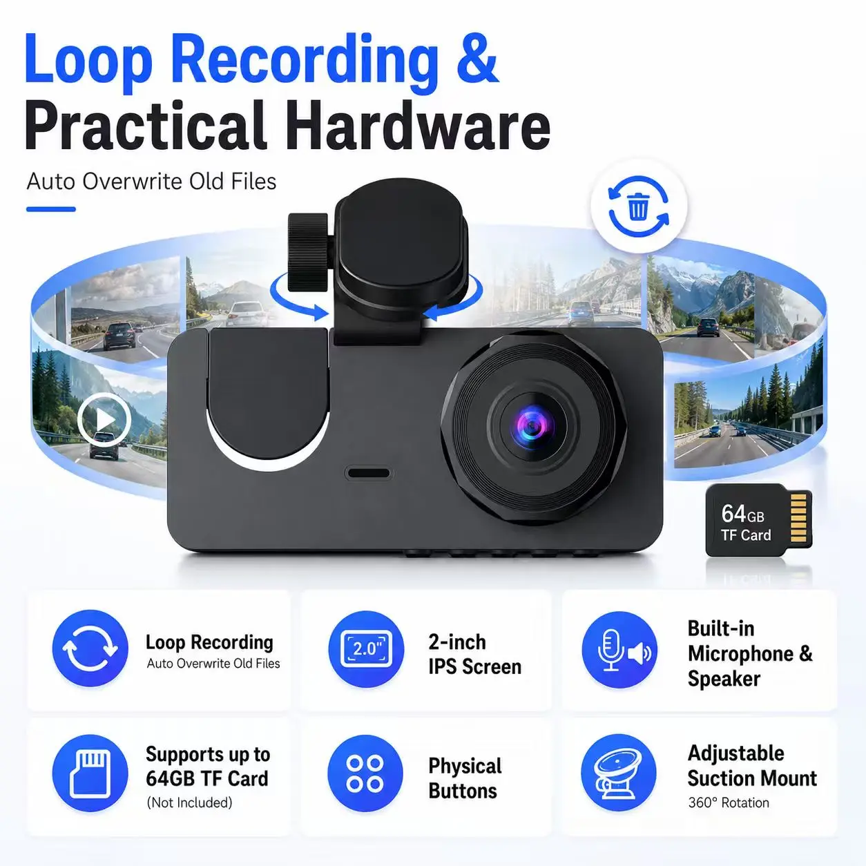 Car DVR 1080P HD Video Recorder WIFI APP Dash Cam for Cars 2/3Channel Front Inside Rear View Camera Black Box Car Accessories