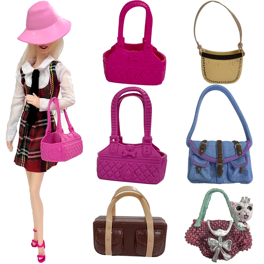 NK Mix Style Fashion Bag  1/6 Doll Cute  Handbag Mini Plastic Bowknot Backpack Schoolbag for Barbie Doll Accessories Toys JJ