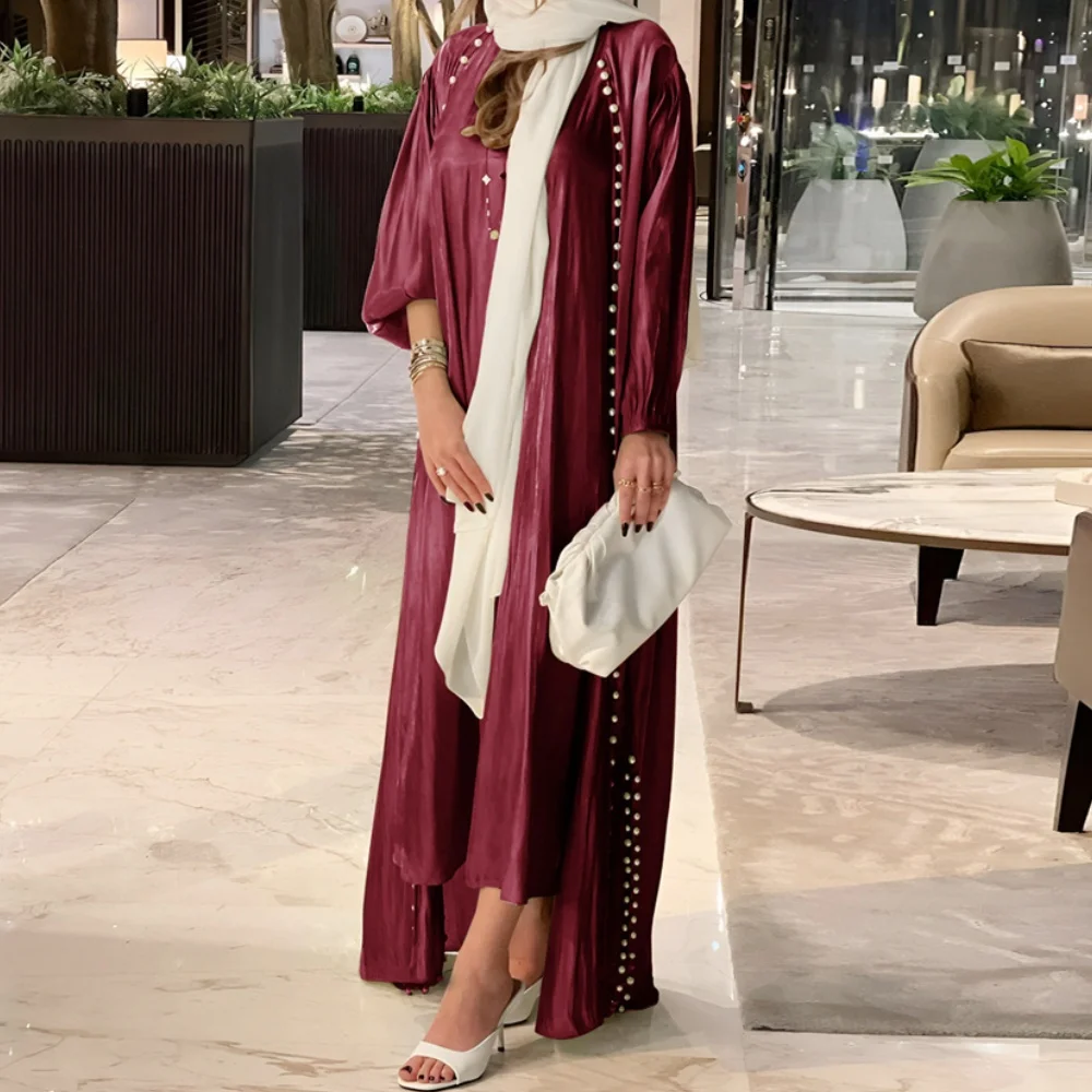 Vestido musulmán modesto para mujer, conjunto de 2 piezas, Abayas marroquíes, caftán Eid Dubai, Túnica árabe, Elegante, Social, novedad de 2024