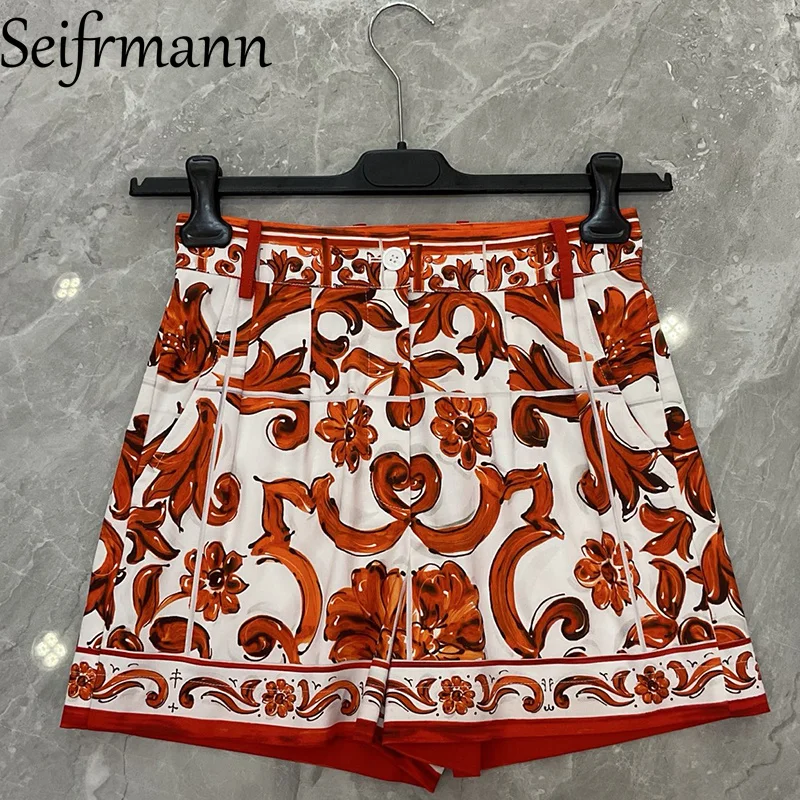 Seifrmann Casual printed cotton elastic elastic waist loose shorts 2026 summer fashion women's clothing