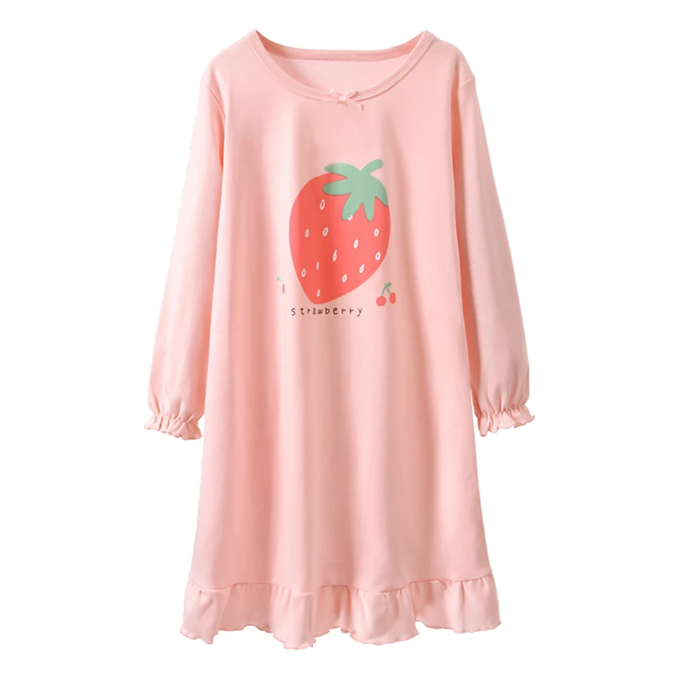 Fashionable Comfortable Soft Cotton Girls Long Sleeve Sleepwear Children Princess Nightgowns Comfortable Kids Nightdress