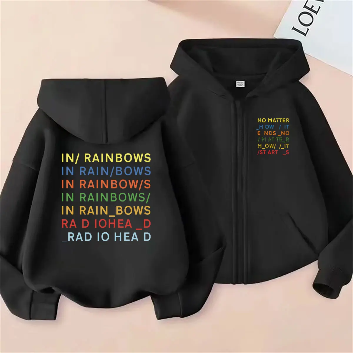 

Rock Band Radiohead in Rainbows Graphic Zipper Hoodie Men Women Retro Hip Hop Oversized Hoodies Men's Gothic Zip Up Jacket Coat