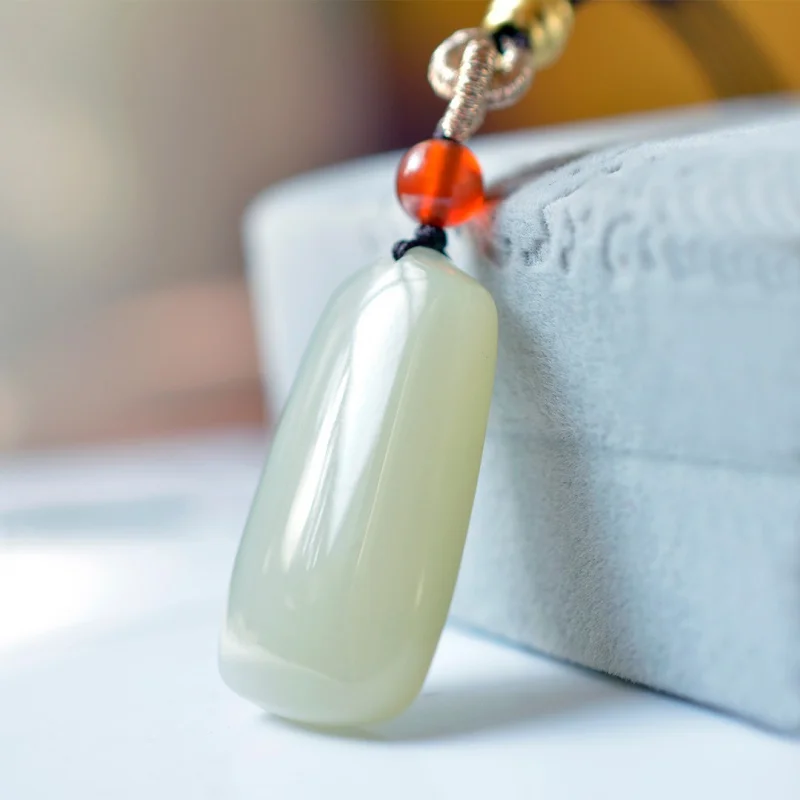 Exquisite Hotan Jade Qinghai Material Peace Pendant, Ethnic Style, Fashionable and Versatile