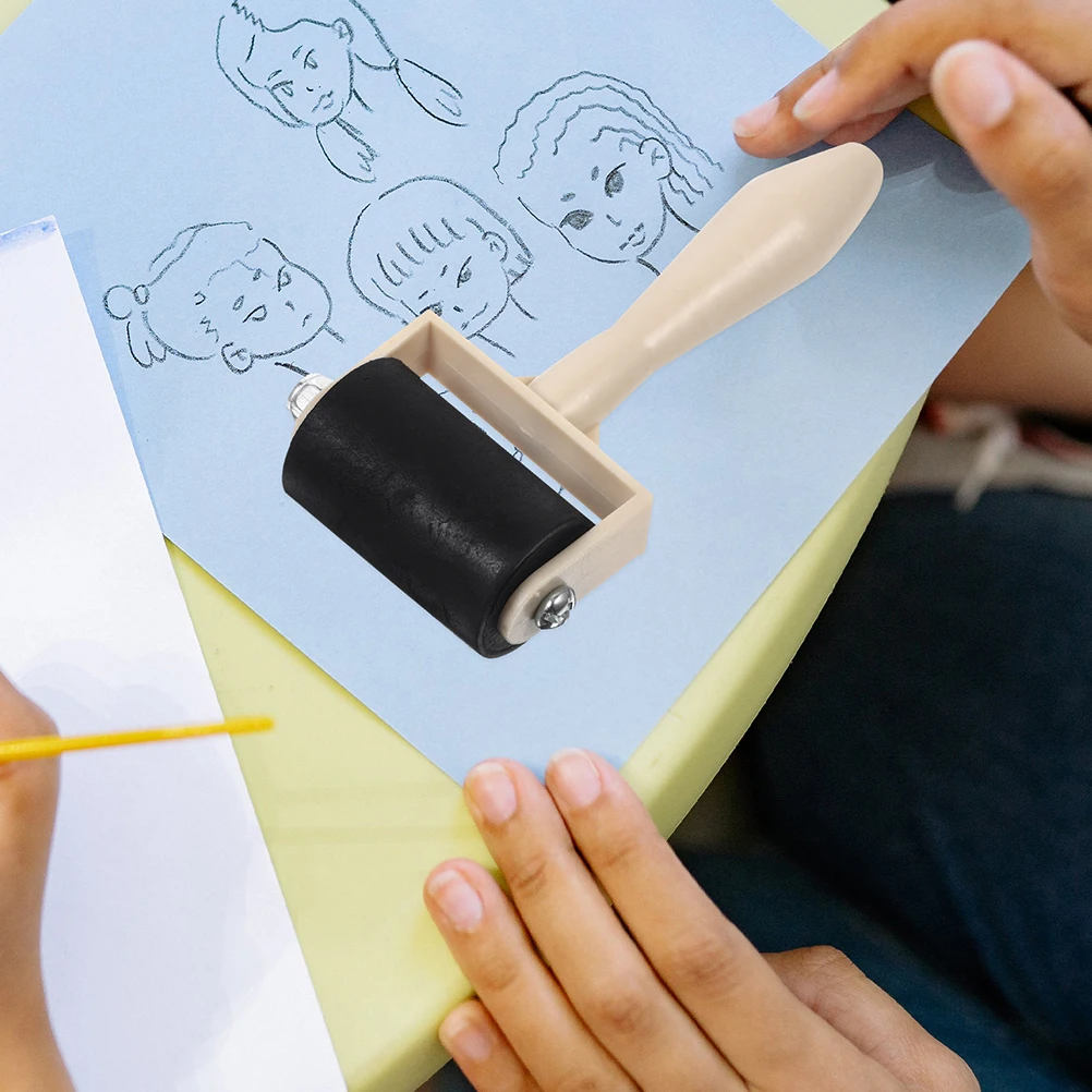 4Pcs Rubber Roller Printmaking Tools Plastic Handle Wear-Resistant Roller for Crafts Ink Applicator Painting Rollers for Crafts