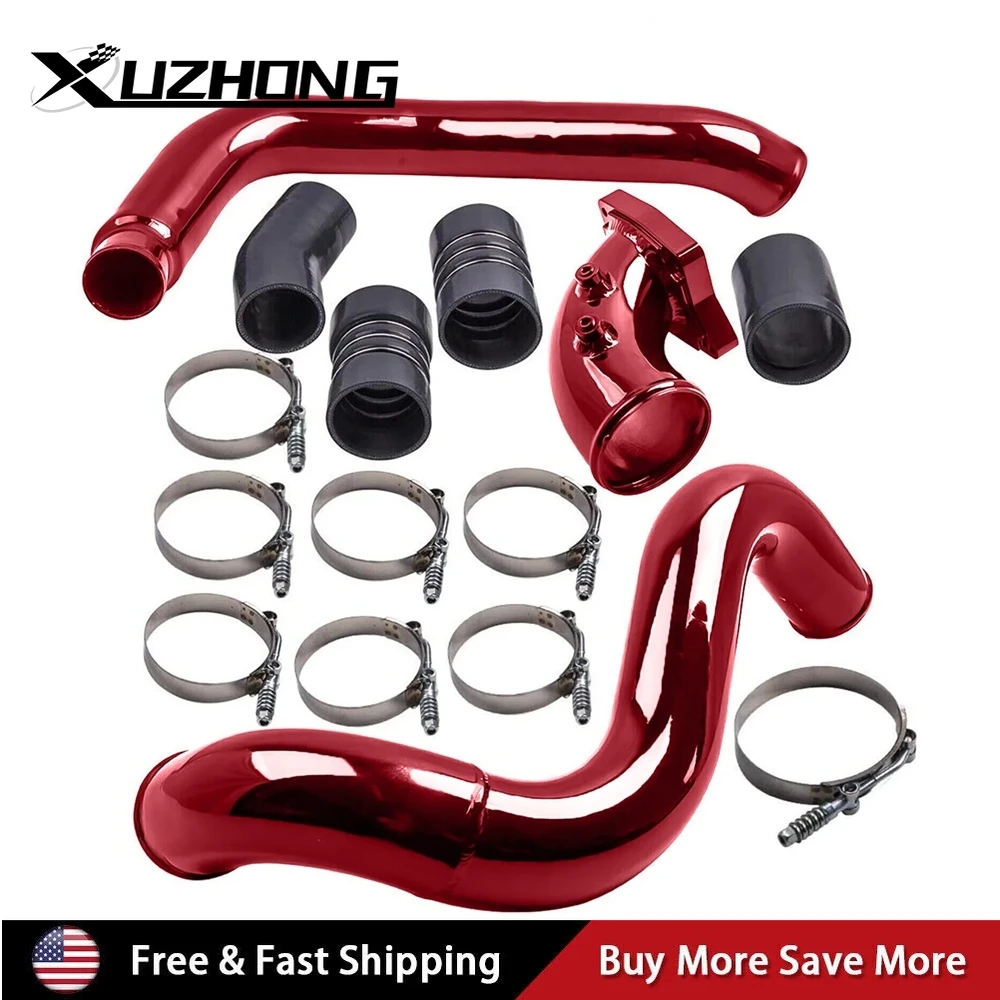 Tubo intercooler turbo e gomito di aspirazione per Ford F250 03-07 6.0L Powerstroke Rosso Nero