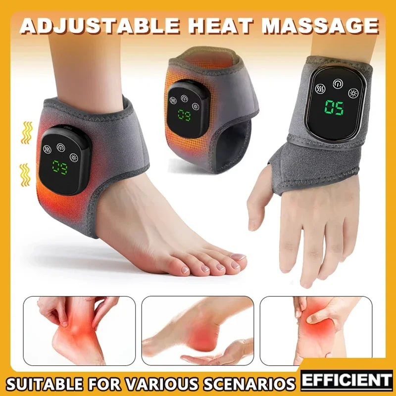

Электрический регулируемый бандаж на лодыжку с горячим компресом и вибрационным массажным поддержкой для защиты ног запястного туннеля