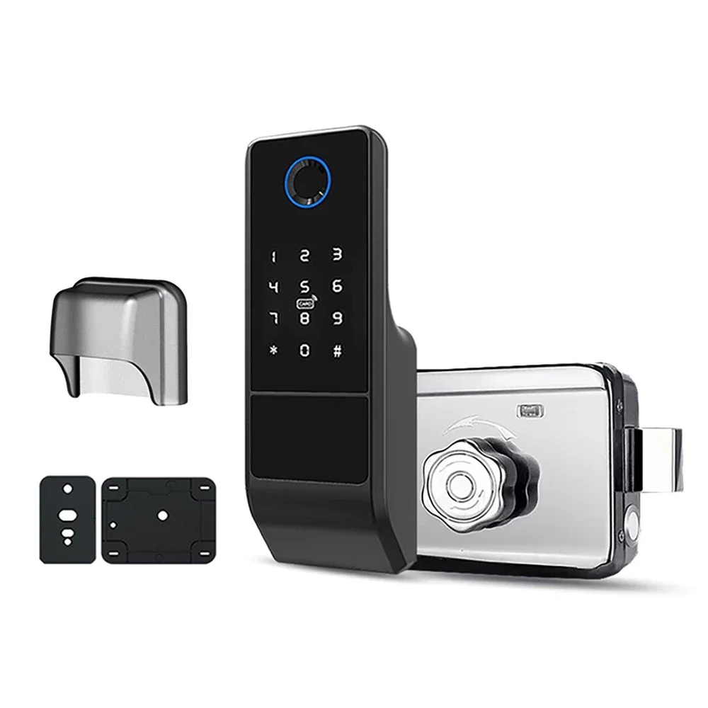 for Waterproof  Wifi Smart Door Lock Digital Password Double Fingerprint Electronic Rim Lock for Outdoor Iron Gate Door