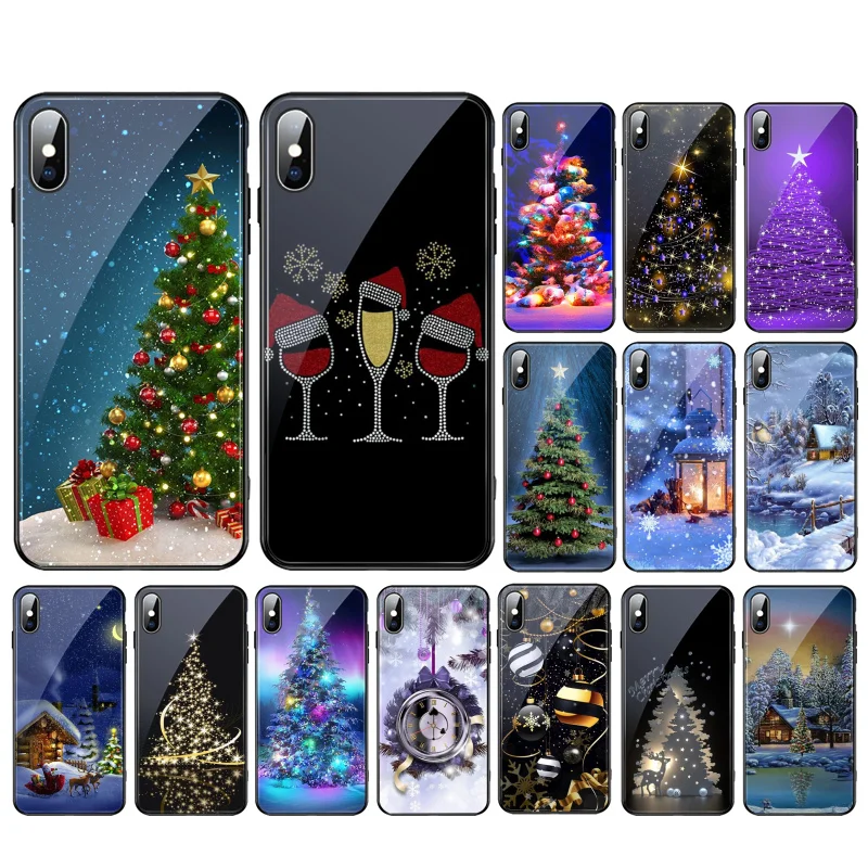 

Christmas Tree New Year Glass phone case For iphone 17 Pro Max Air 16 15 14 13 Pro Max 15 16 Pro 15Plus