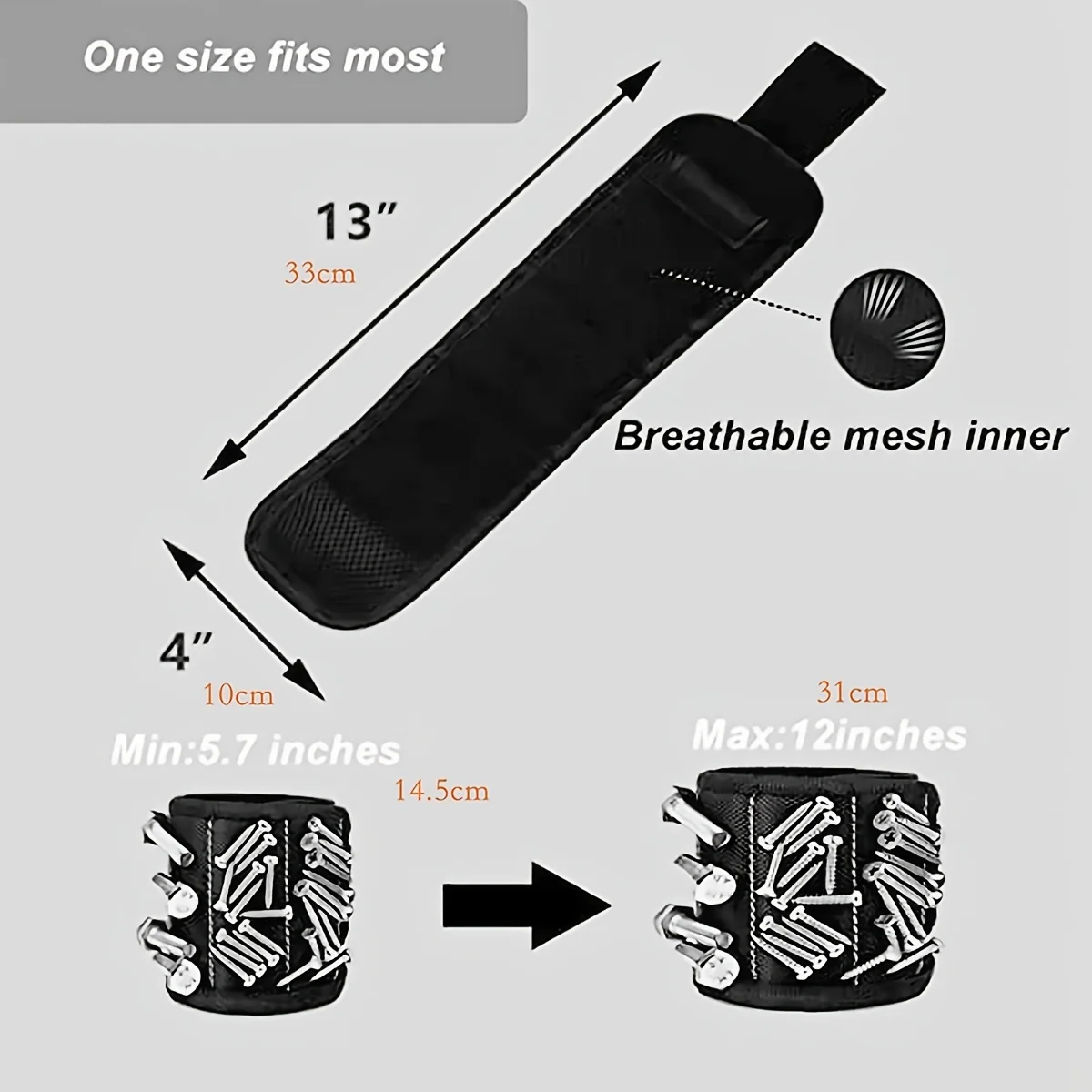 Strong Magnetic Wristband Portable Tool Bag Electrician Adjustable Wrist Belt for Holding Screws Nails Drilling Bits Bolts