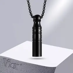 Vnox Men Urn Pendant Necklace for Ashes, Stainless Steel Ashes Vial Cylinder, Perfume Holder Collar, Keepsake Gifts