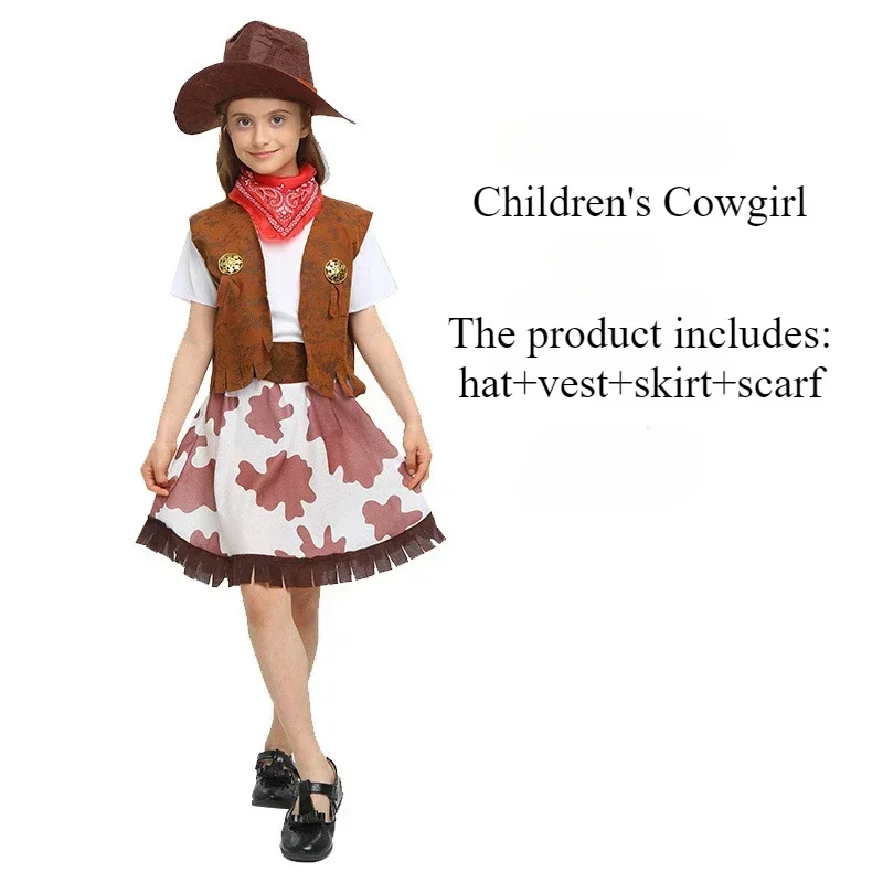 Halloween Costumes Western Cowboy Performances for Boys and Girls Adult and Child Parent-child Annual Party Performance Sets