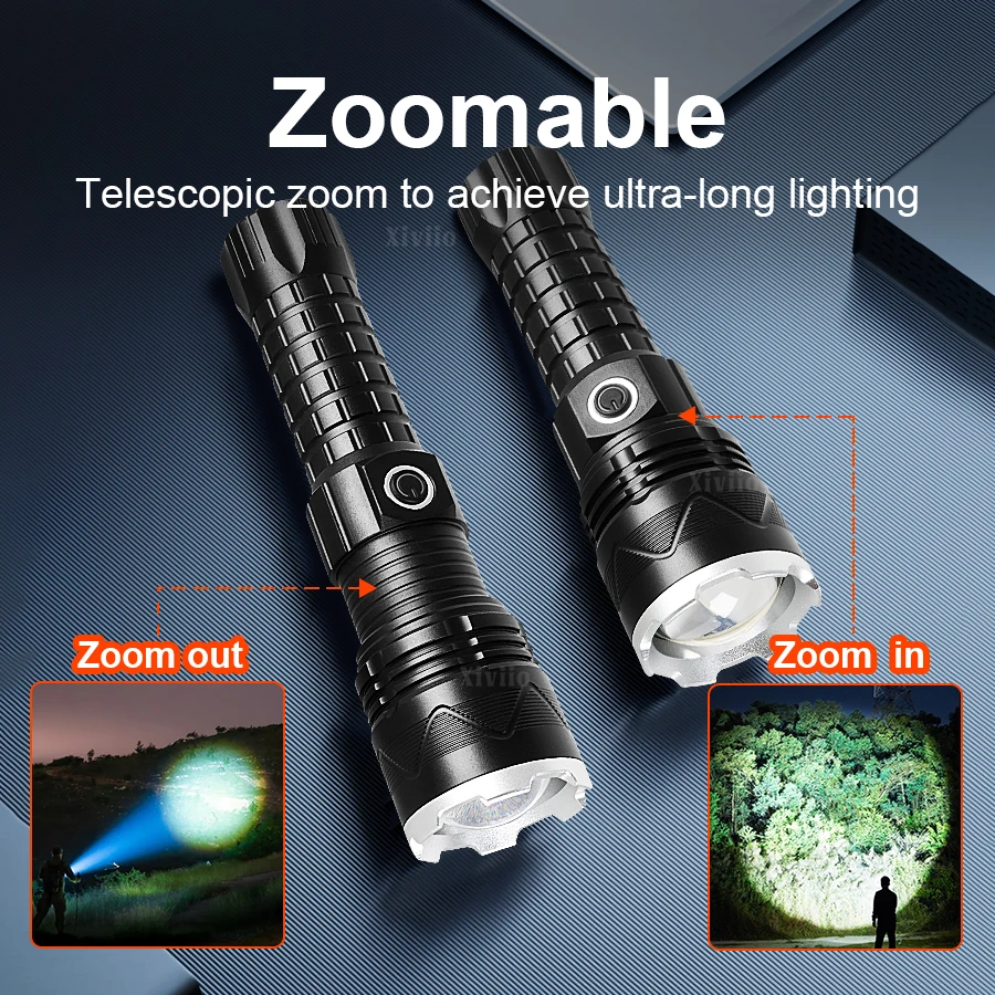 2025 4000LM Most Powerful LED Flashlight USB Rechargeable Lamp XHP70 Ultra Powerful Flashlight Tactical Lantern Camping Torch