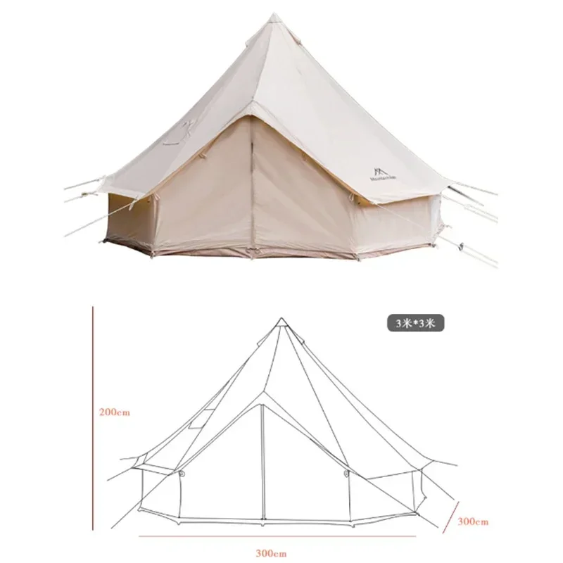 3M/4M/5M 200G TC Cotton All Seasons Tents Waterproof Camping Traveling Light Luxury Yurt Pyramid Cabin Outdoor Bell Tent