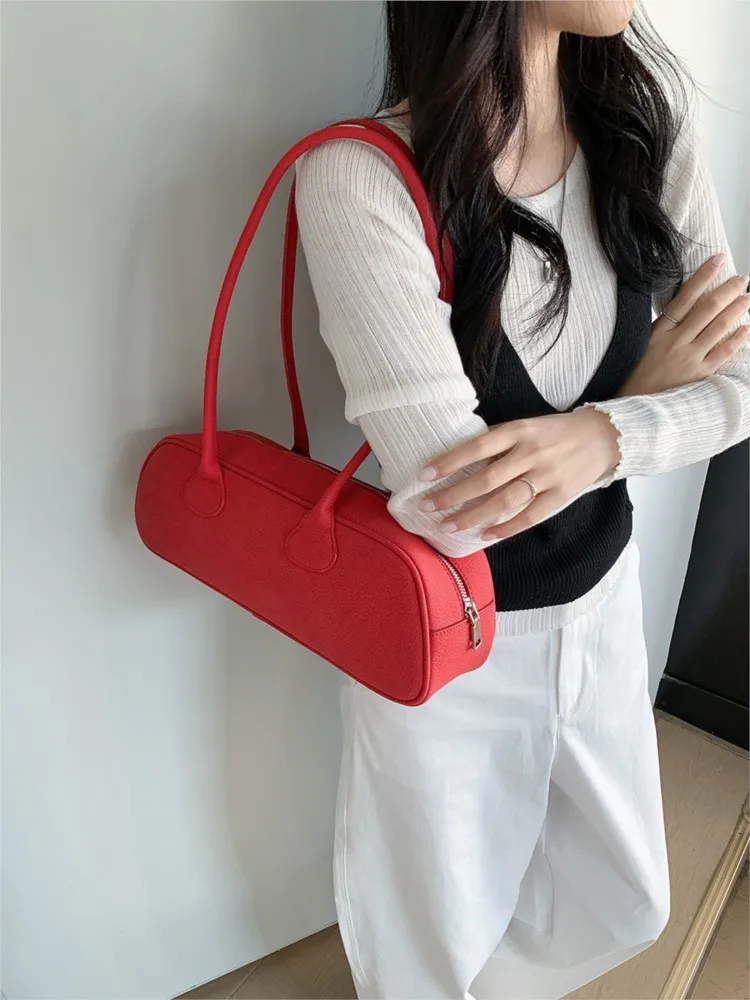 

Matte PU Leather Shoulder Bags For Women Korean Simple Office Worker Commuter Underarm Bag 2025 New Fashion Solid Trend Handbags