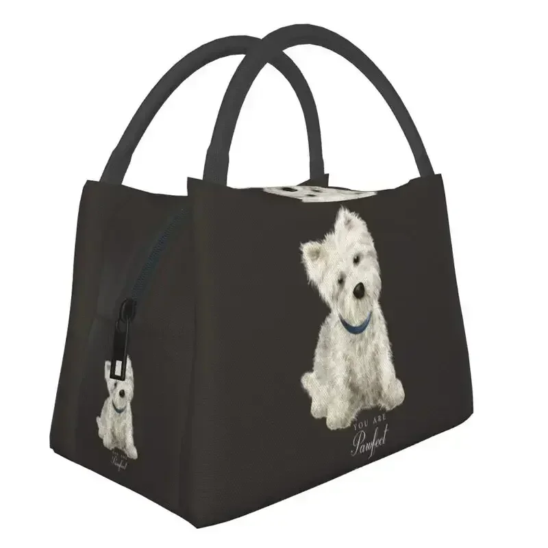 Cute West Highland White Terrier Dog Insulated Lunch Bags for Women Portable Westie Puppy Cooler Thermal Lunch Box Work Picnic