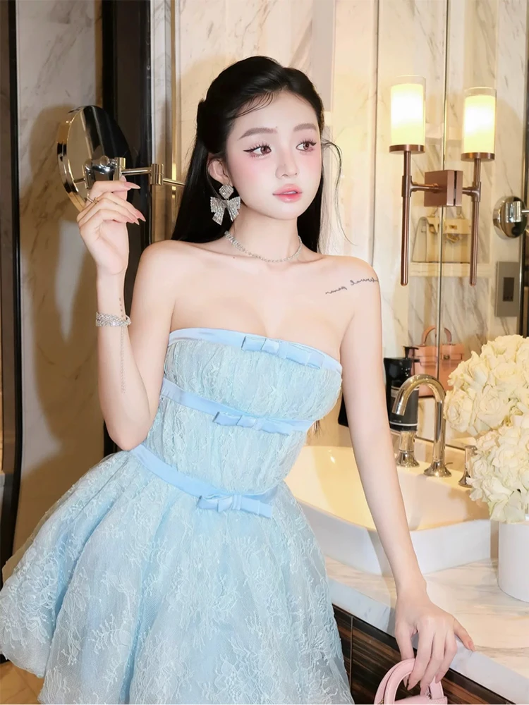 

Моющееся кружевное бюстье Dr, женское платье с узлом для дня рождения, юбка трапециевидной формы Dr