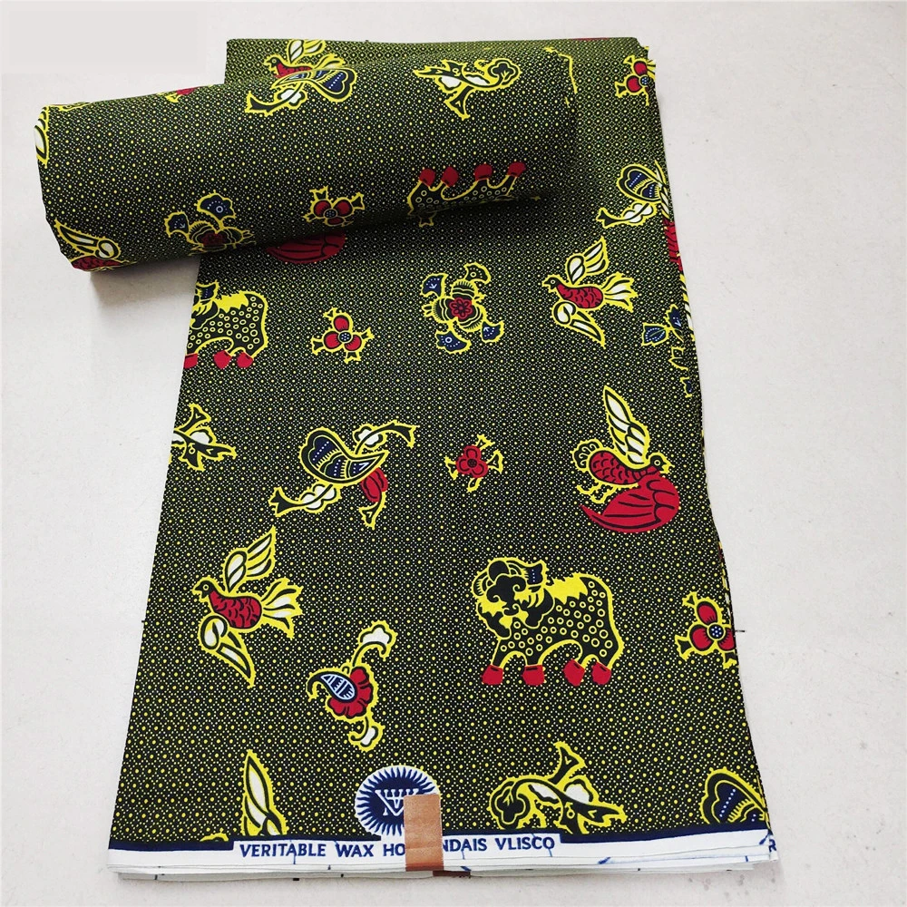 

Ткань Африканская для воскового Батика с принтом птиц и коров, ткань хлопчатобумажная летняя Весенняя стандартная для дивана, ткань сделай сам, 6 ярдов в длину R937