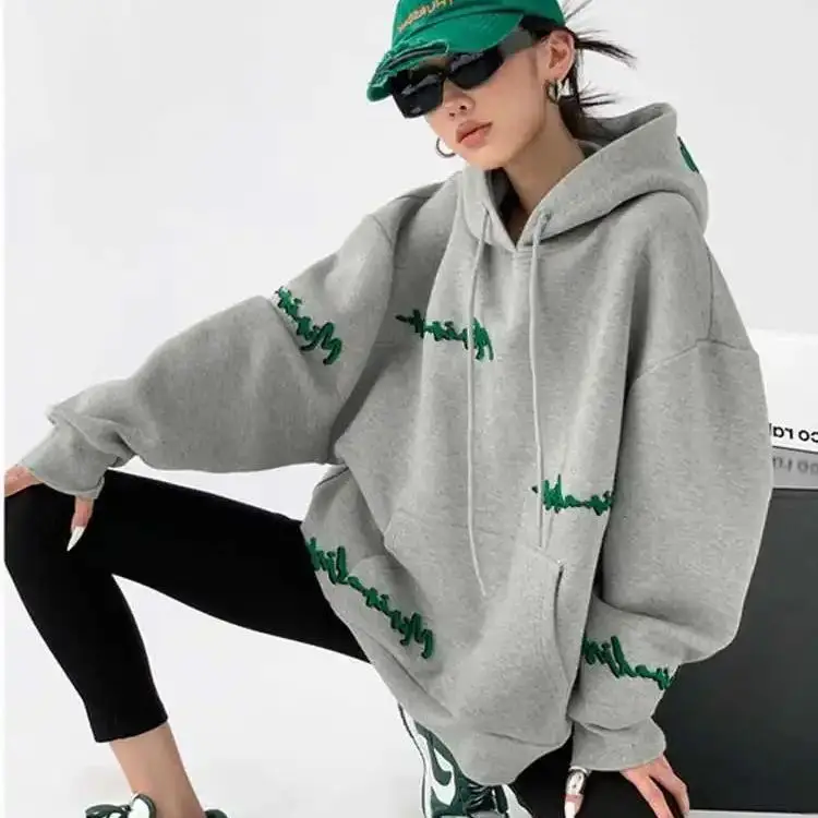 

Be All-Match High Street Casual Hoodies Women Loose Aesthetic Vintage Sweatshirt 2024 Autumn Korean Fashion Pullovers