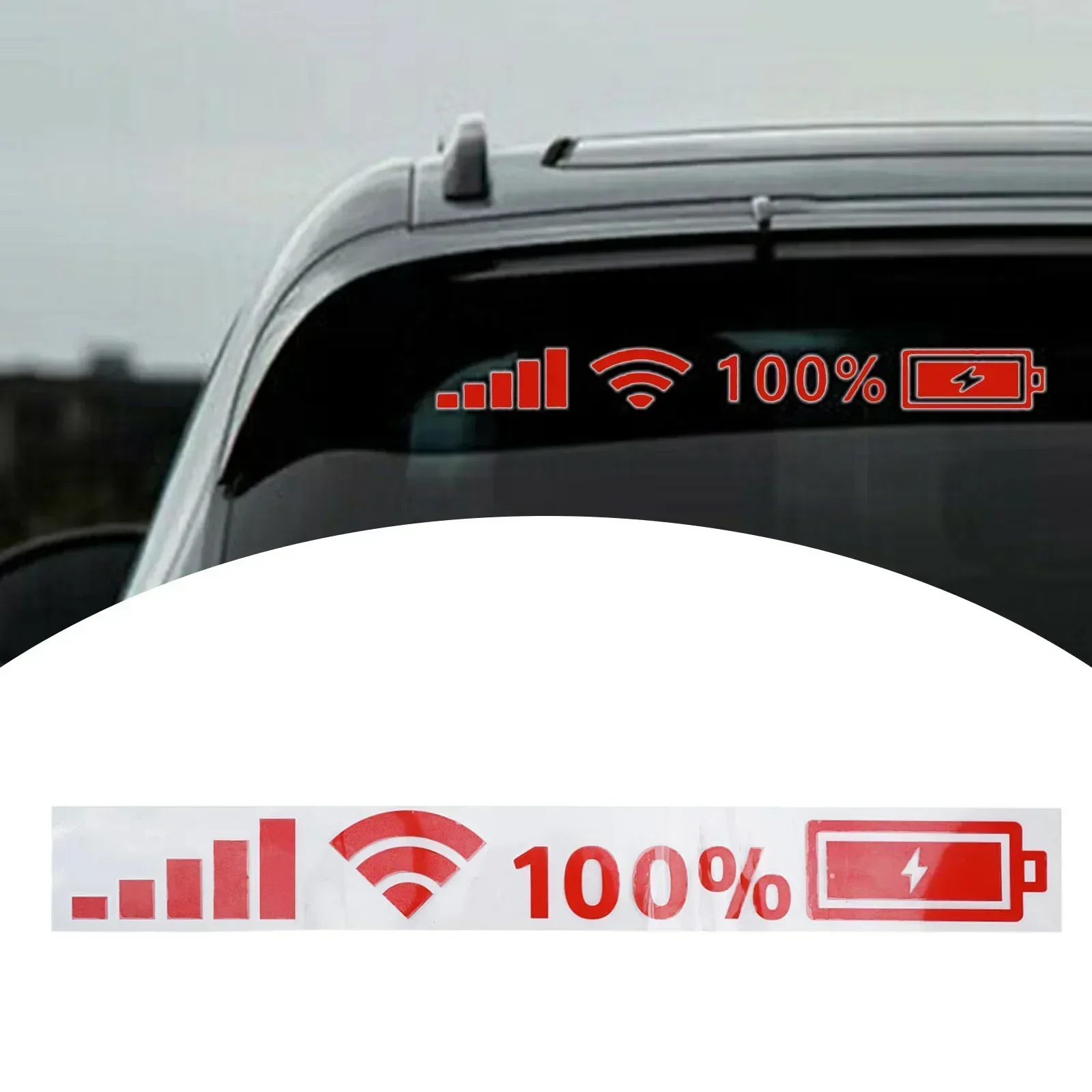 Wifi Battery Level Signal Car Vinyl Reflective Stickers Decals Decor Front And Rear Windshield Sticker Funny Decal Decor  