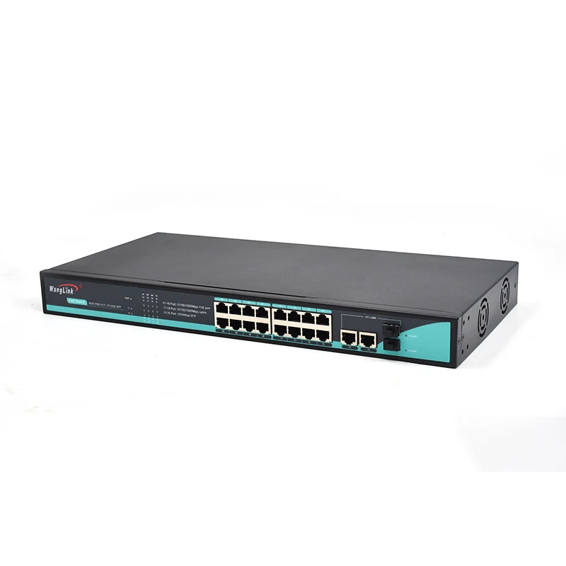 Wanglink-Rack Mount Type Gigabit Network Switch, Poe Switch, 16 Port, 10/100/1000Mbps, 2 SFP Slot, 2 uplink PoE Switch