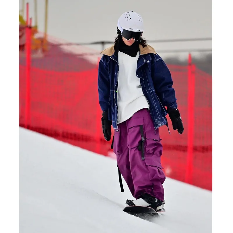 Violette skibroek Heren Snowboard Waterdicht Verdikt Warm Amerikaanse zware industrie sneeuwbroek Heren en dames