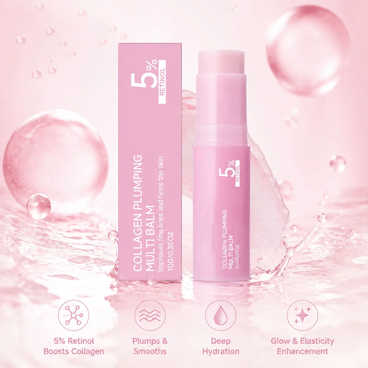 PDRN Collagen Plumping Balm Stick NAD Improves Fine Lines Firms Skin For Eye Neck Forehead Hydrating Multi Face Balm