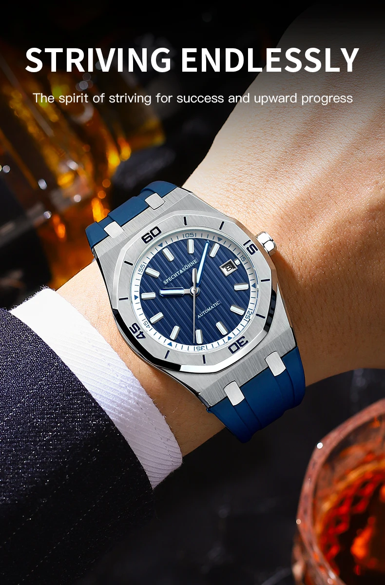Specht&Sohne New Classic Men's Watch 50M Waterproof Luminous Sapphire Crystal Blue Automatic Mechanical Watches Reloj Hombre Sd4bfc71d09254c3dad365aca7bee522fJ